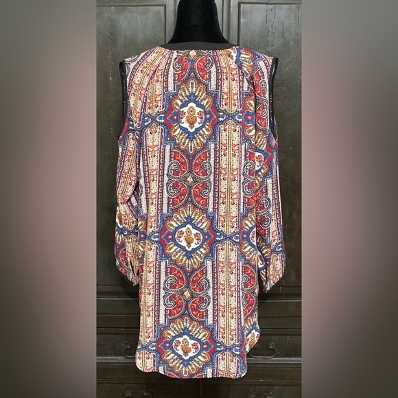 Faded Glory red/blue OS open shoulder blouse M - Picture 3 of 10